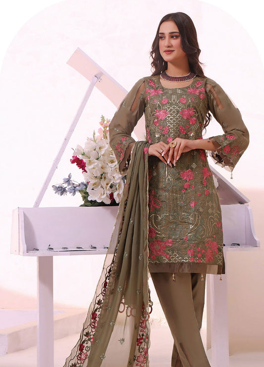 Rida Luxury Fancy Embroidered Unstitched 3pcs - Jotey