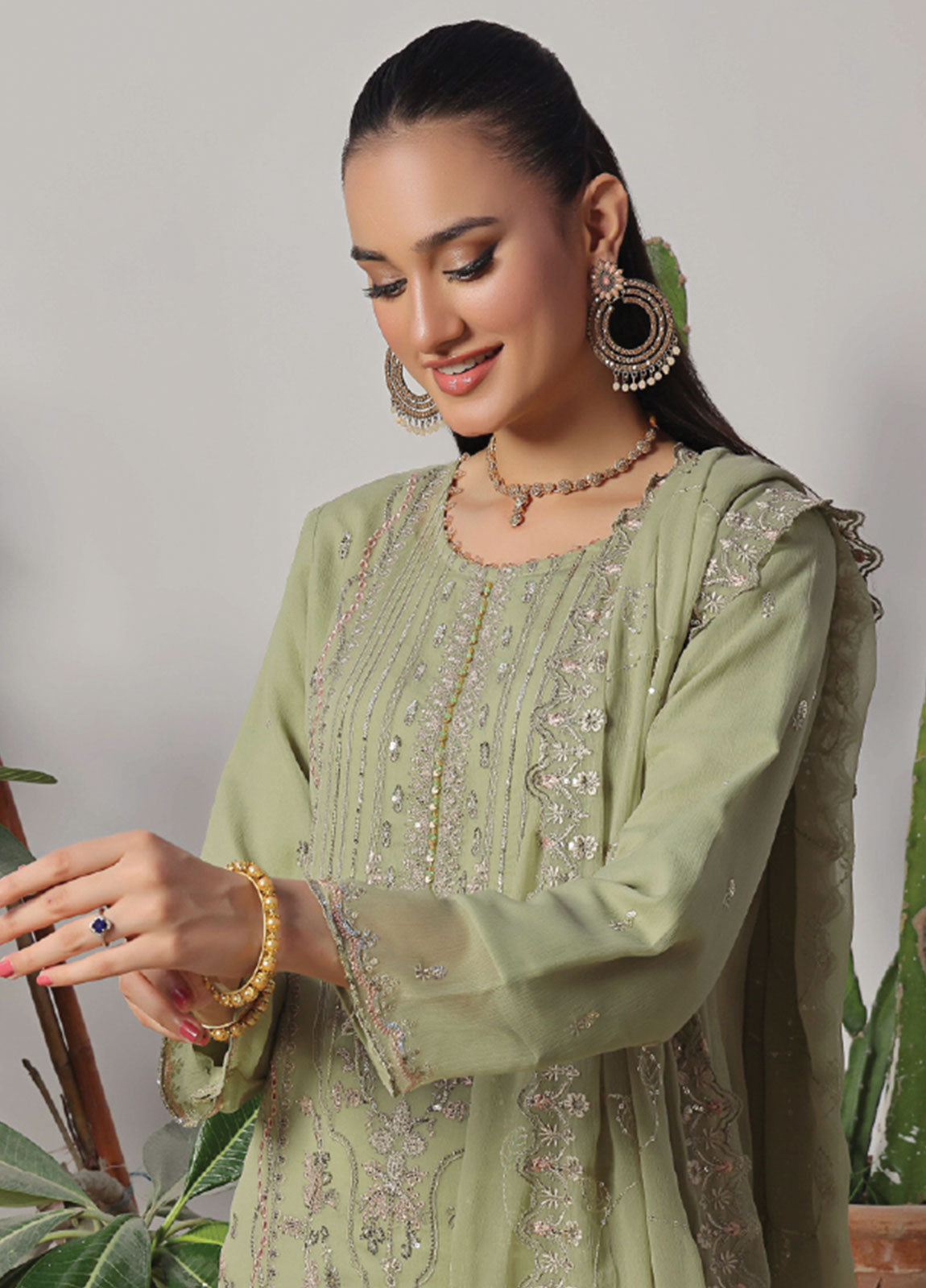 Azure By Bin Hameed Luxury Chiffon Embroidered  Semi-Stitched 3pcs