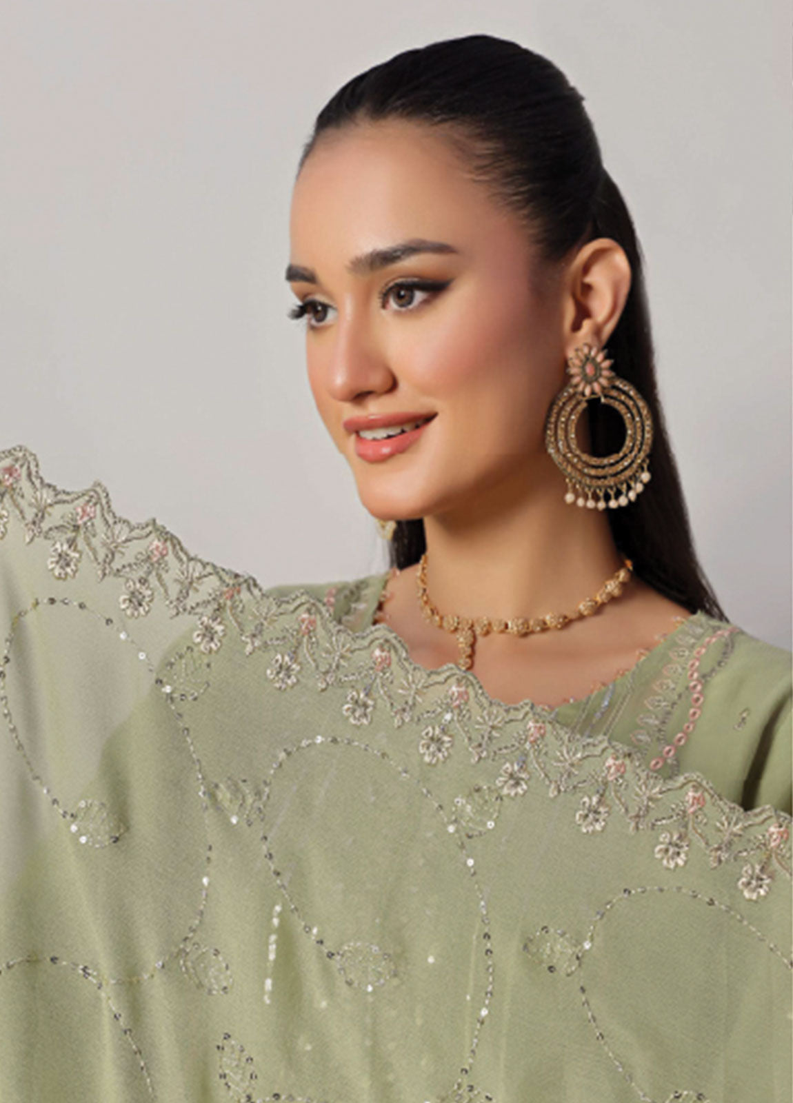 Azure By Bin Hameed Luxury Chiffon Embroidered  Semi-Stitched 3pcs