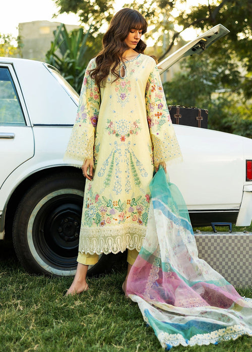 Siraa By Sadaf Fawad Khan Luxury Embroidered Lawn'25 Unstitched 3pcs