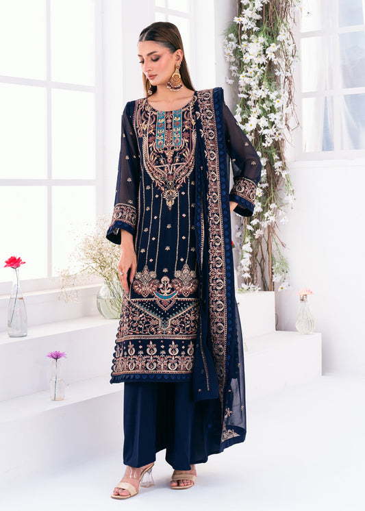 Lallaria By Noorma Kaamal Embroidered Chiffon Unstitched 3pcs