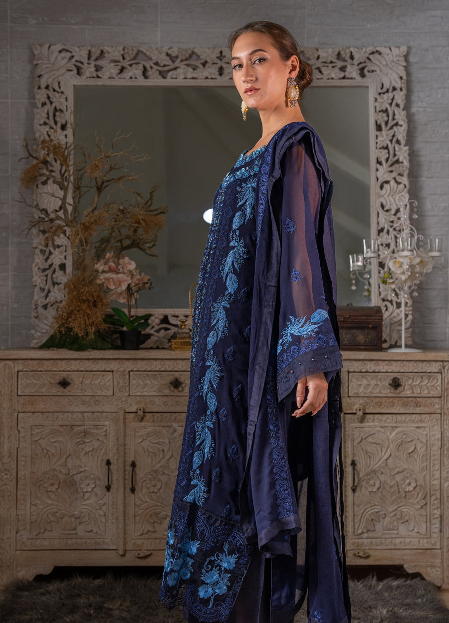 Iqraar  Embroidered Luxury Chiffon Unstitched 3pcs - Jotey