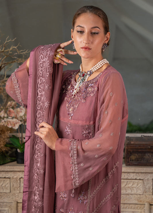 Iqraar  Embroidered Luxury Chiffon Unstitched 3pcs - Jotey